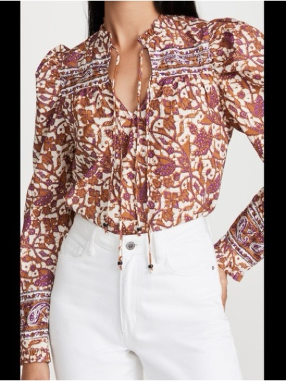 Love The Label Floral Mable Balloon Puff Sleeve Peasant Top XL